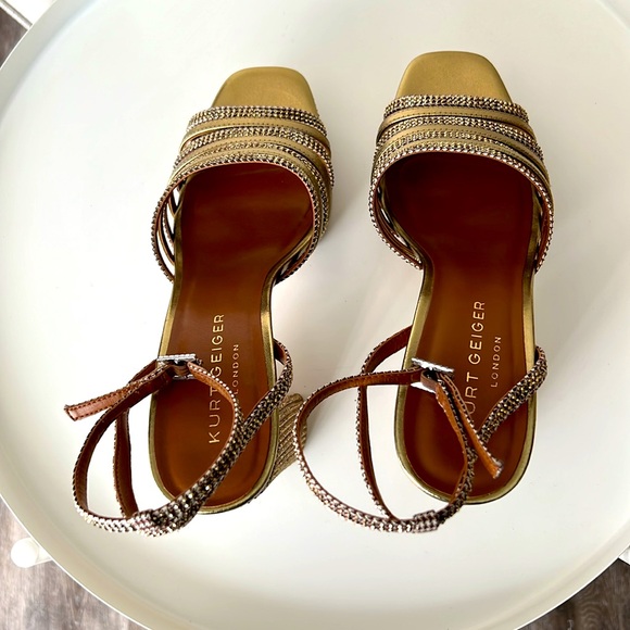 Kurt Geiger Gold Strappy Women's Heels - Picture 4 of 6